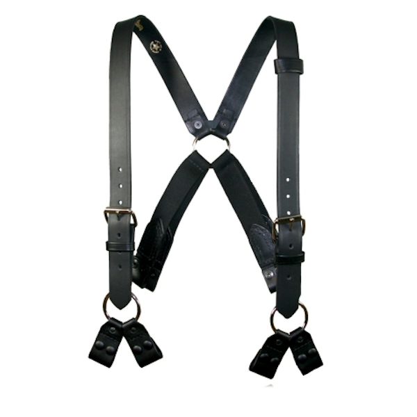 Boston Leather Firefighter Leather Suspenders - 8-Point Loop