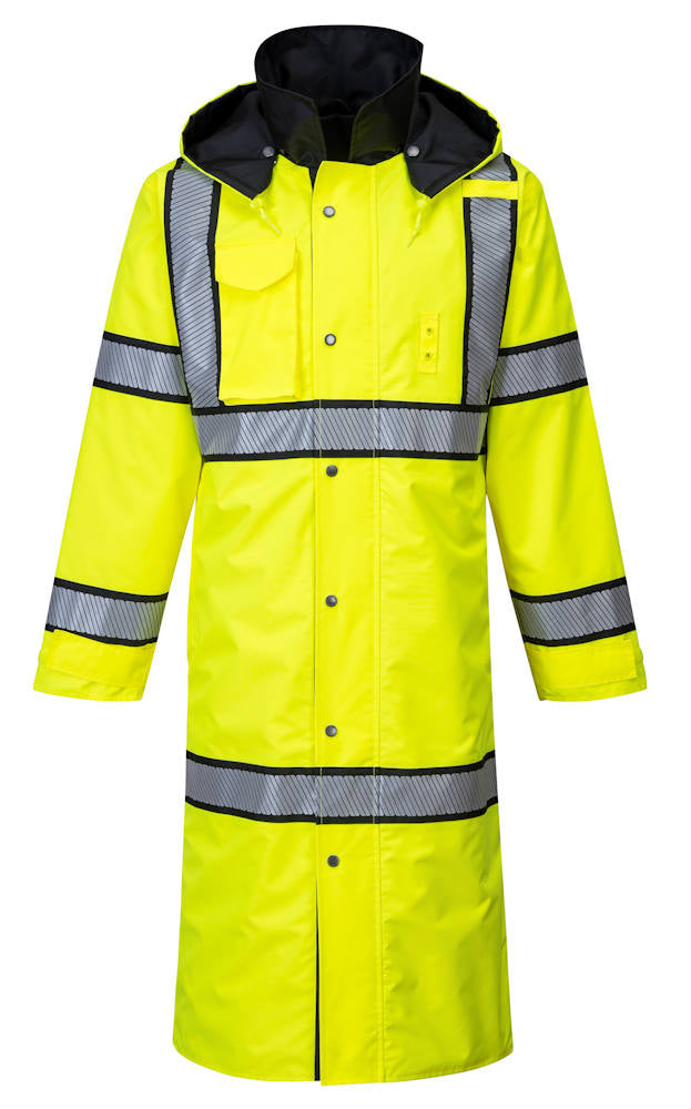 Hi-Vis Reversible Rain Coat 48" Yellow/Black