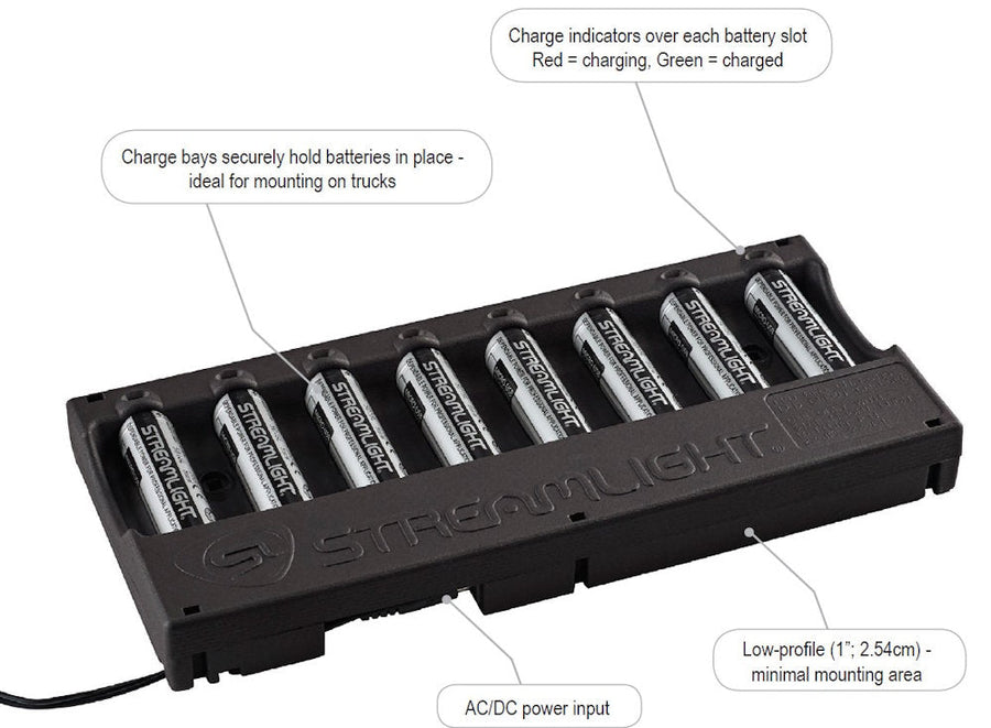 streamlight flashlight battery charger Streamlight 8-Unit Li-ion Battery Bank Charger