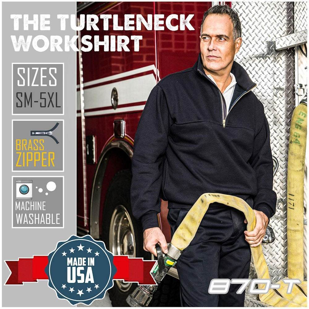 Game Sportswear 870-T The Firefighter's Zip Turtleneck (Navy)