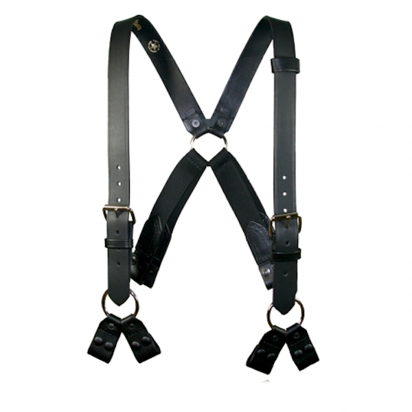 Boston Leather Firefighter's Leather Suspenders 8-Point Loop