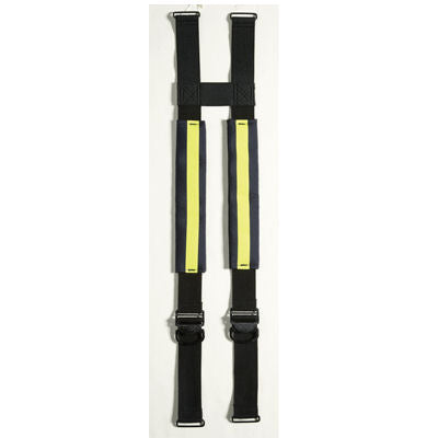 LION EZ H-Back, Quick Adjust, Non-Stretch Suspenders, Black w/ Yellow Trim (For use with Traditional and Super Turnout Pants)
