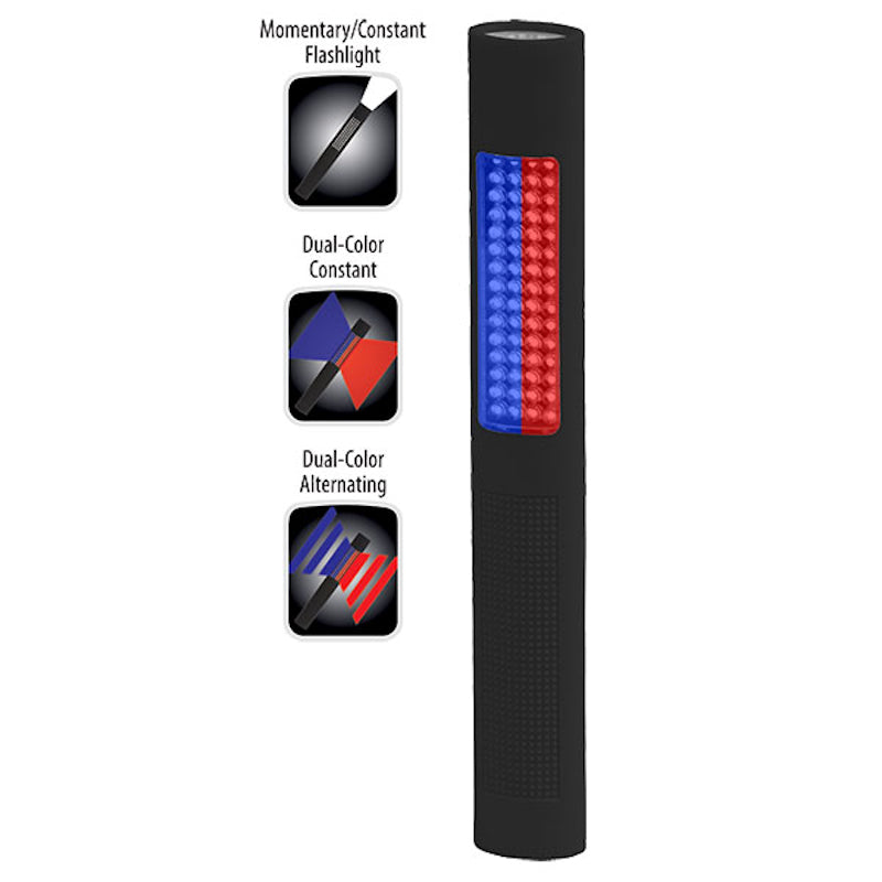 Nightstick NSP-1170 LED Safety Light - Alternating Red-Blue Floodlight & White Flashlight - Black Soft Touch