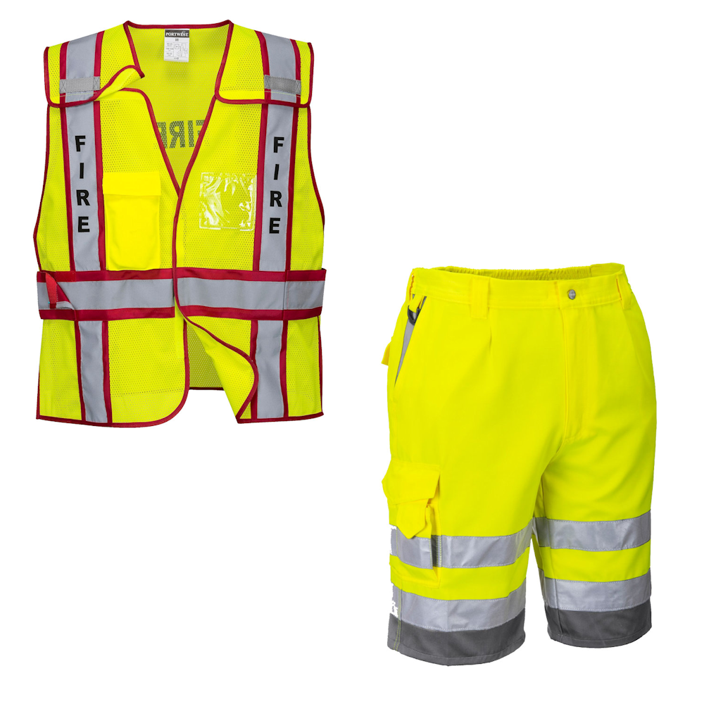 Public Safety Vest - Fire with Hi-Vis Polycotton Shorts Yellow/Black