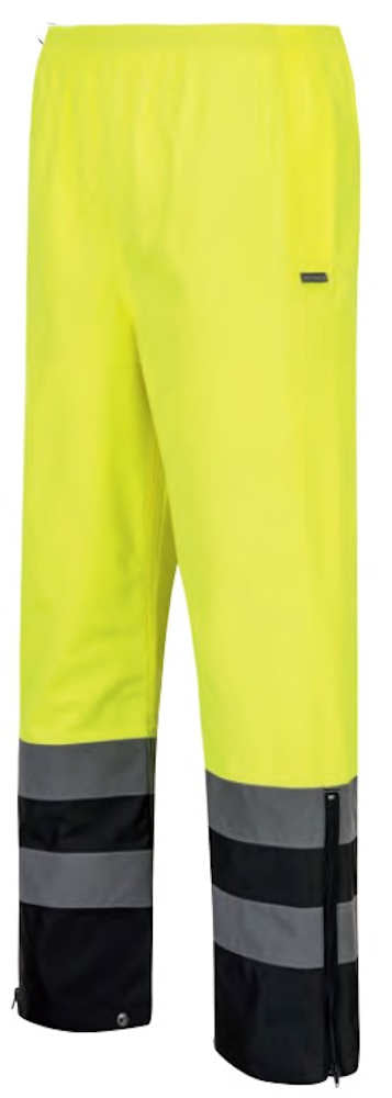 Hi-Vis Rain Pants with Side Zipper Leg Openings - Yellow/Black