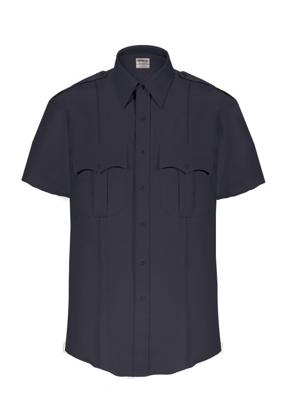Elbeco Men's - TexTrop2 Short Sleeve Shirts with Zipper Front - Navy
